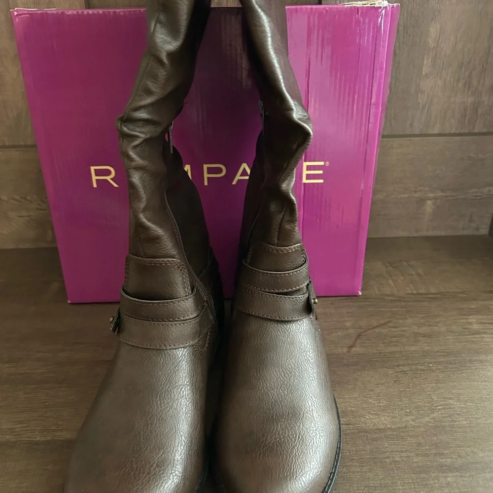 NIB Rampage Idella Brown Tall Boots Riding Zipper 9 New